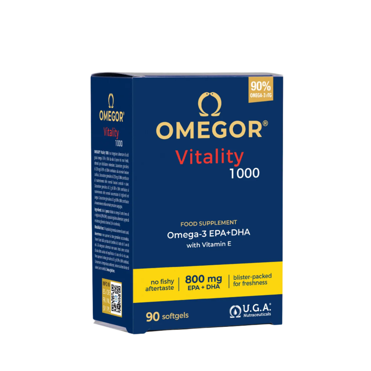 UGA Nutraceuticals Omegor Vitality 1000 per la funzione cardiaca e visiva 90 Capsule